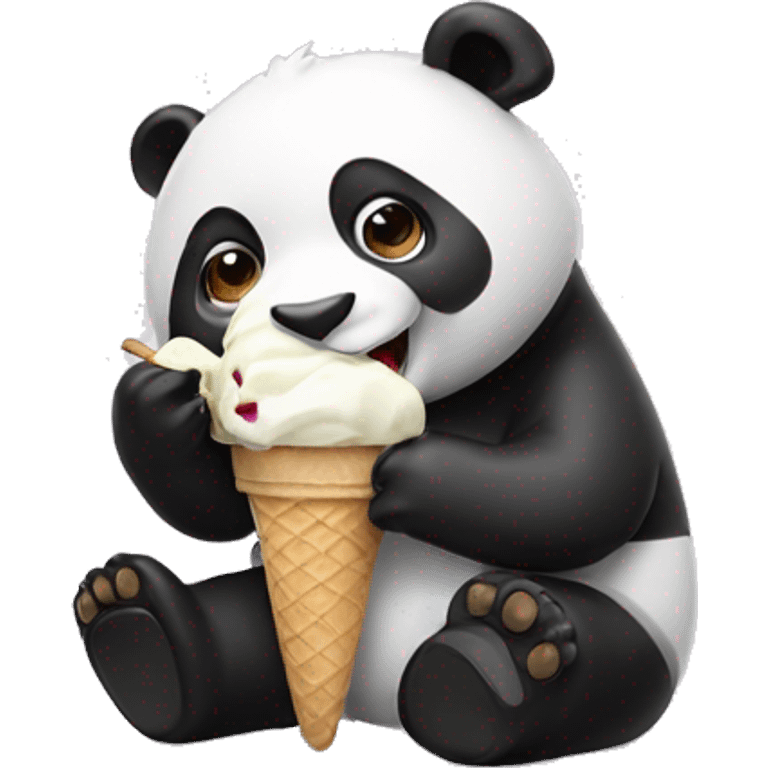 Panda eating ice cream emoji