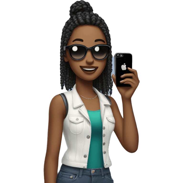 a cool girl with iPhone emoji