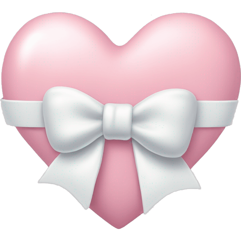 Pastel pink heart with white bow emoji