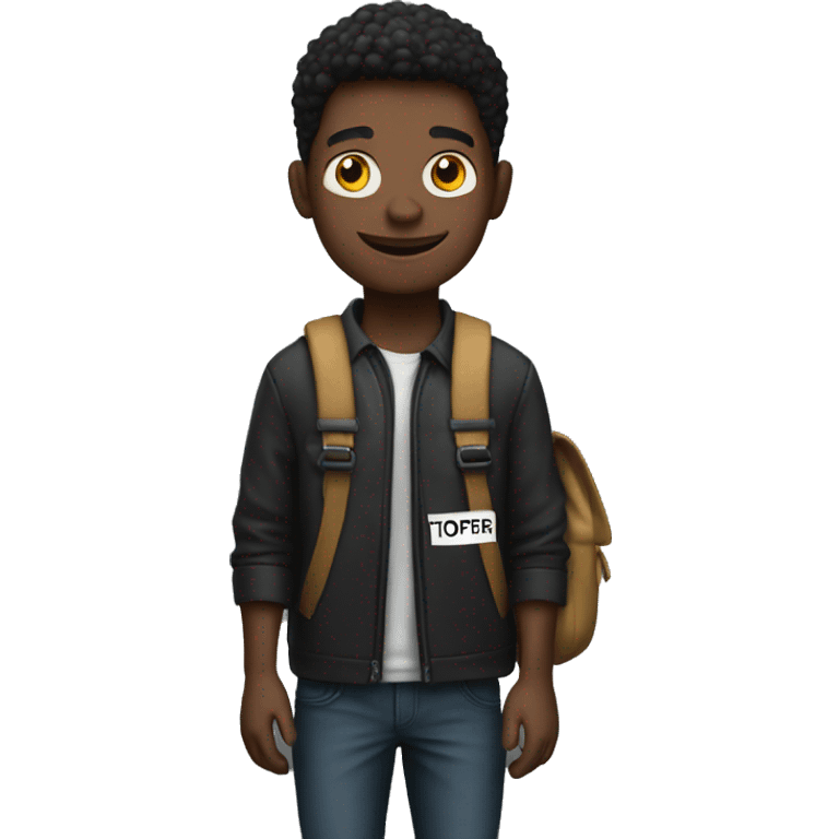 boy with bag that reads TopTier on black emoji