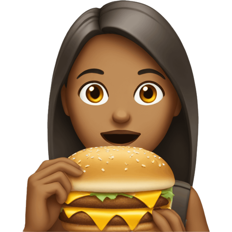 Tan girl eating McDonald’s  emoji