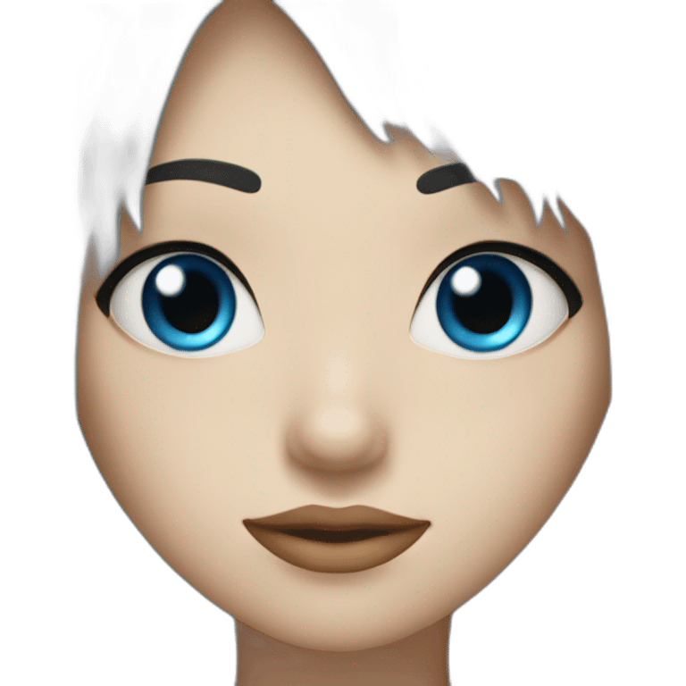 girl blue eyes with long black hair and a fringe emoji