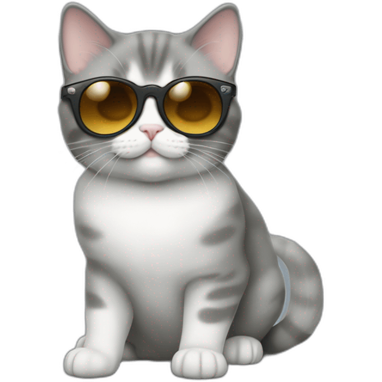 munchkin cat all gray with sunglasses emoji