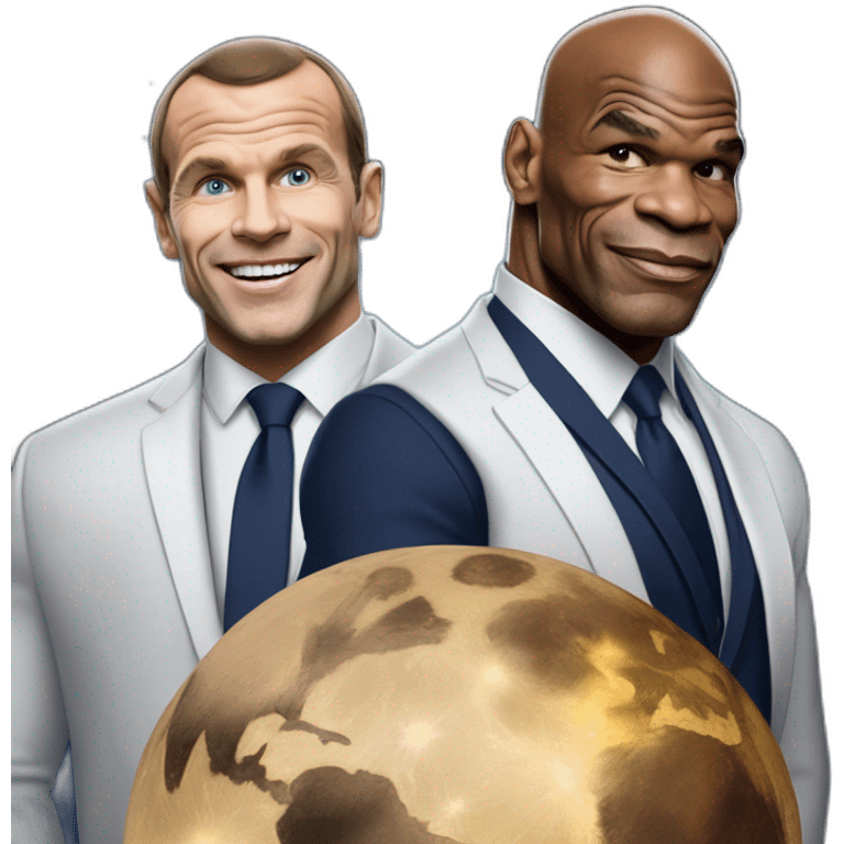 Emanuel macron sur la lune avec Zemour et mike Tyson emoji