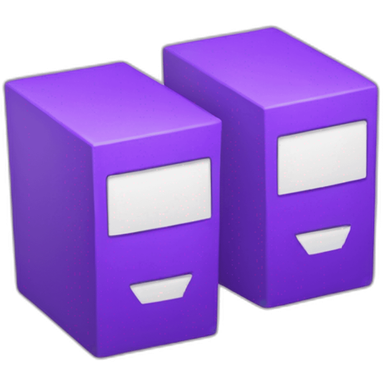 Two purple Parallelepipeds faced to the front each with a white letter in the middle emoji