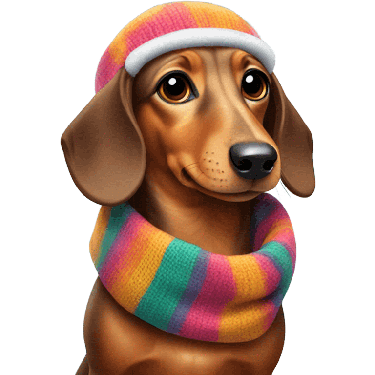 Frozen dachshund in winter clothes emoji