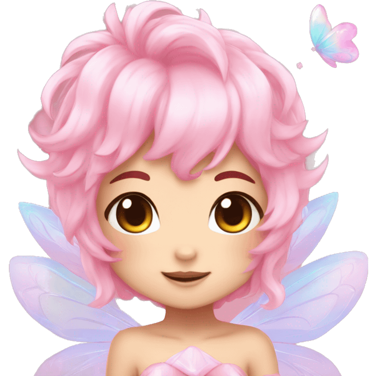 Shiny Pastel Pink Anime Chibi Fairy Fakémon Fur Sona emoji