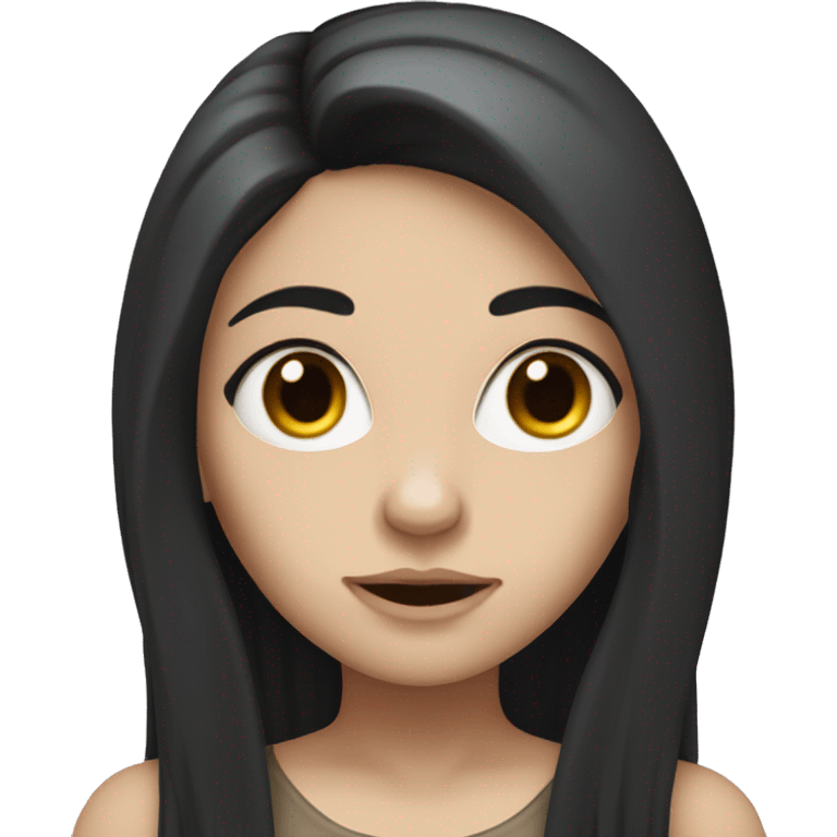 girl with long dark hair and white skin, and greek nose emoji