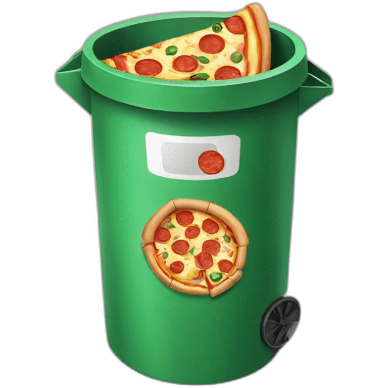 A garbage bin with pizza in it emoji