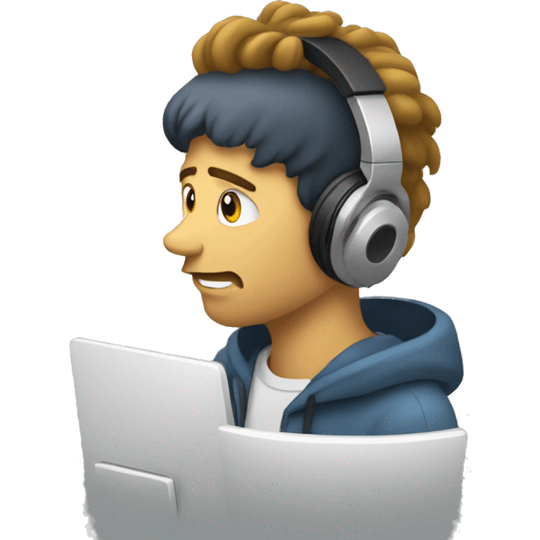 mind blown man with headphones editing on a computer  emoji