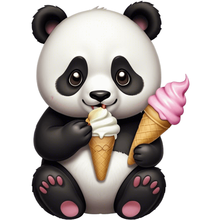 Panda eating ice cream emoji