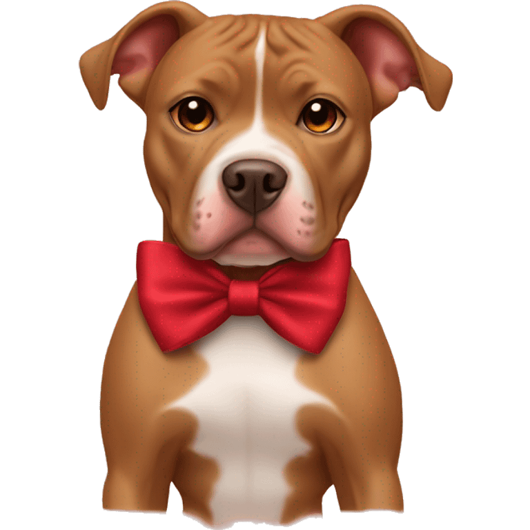 Light brown pitbull ears CROPPED short and red bow emoji