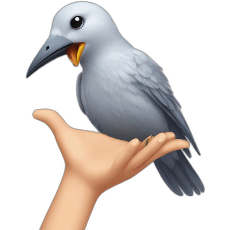 Grabbing bird emoji