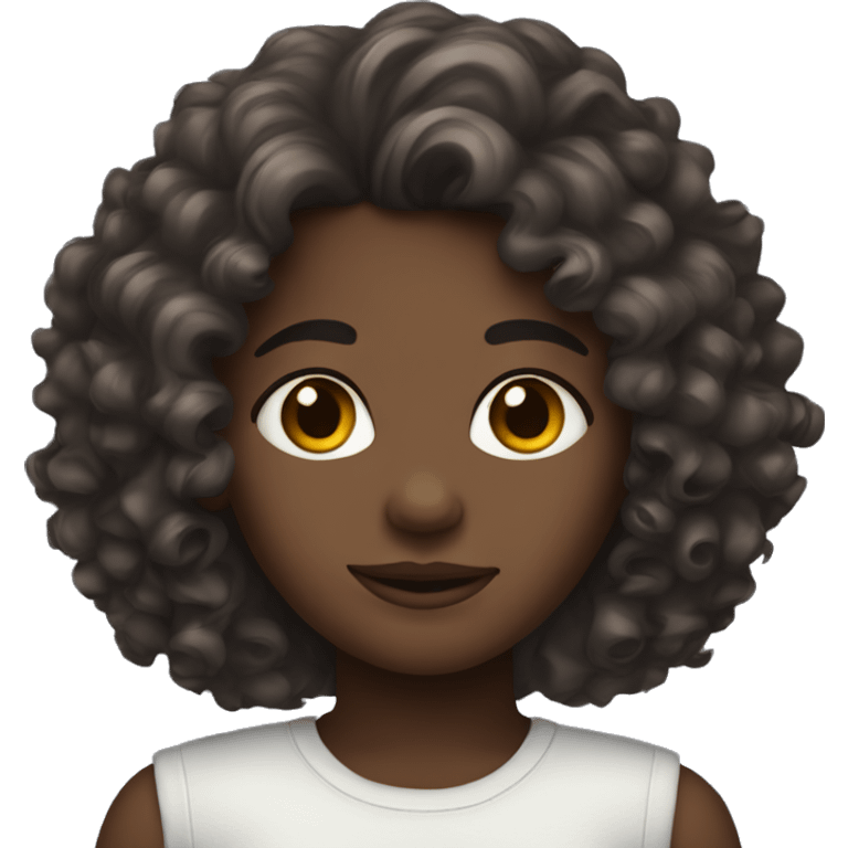 girl with dark skin and big curly brown hair emoji