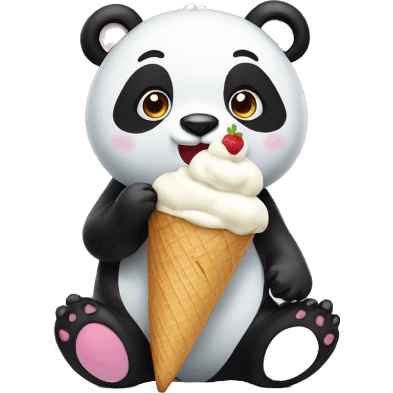 Panda eating ice cream emoji