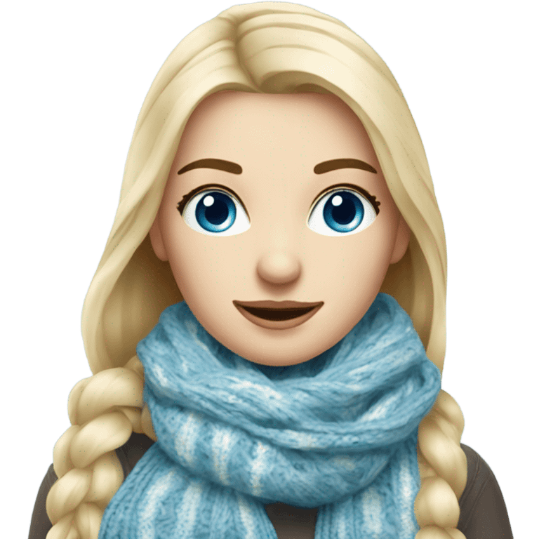 beautiful finnish blonde woman with blue eyes knitting floral scarf emoji