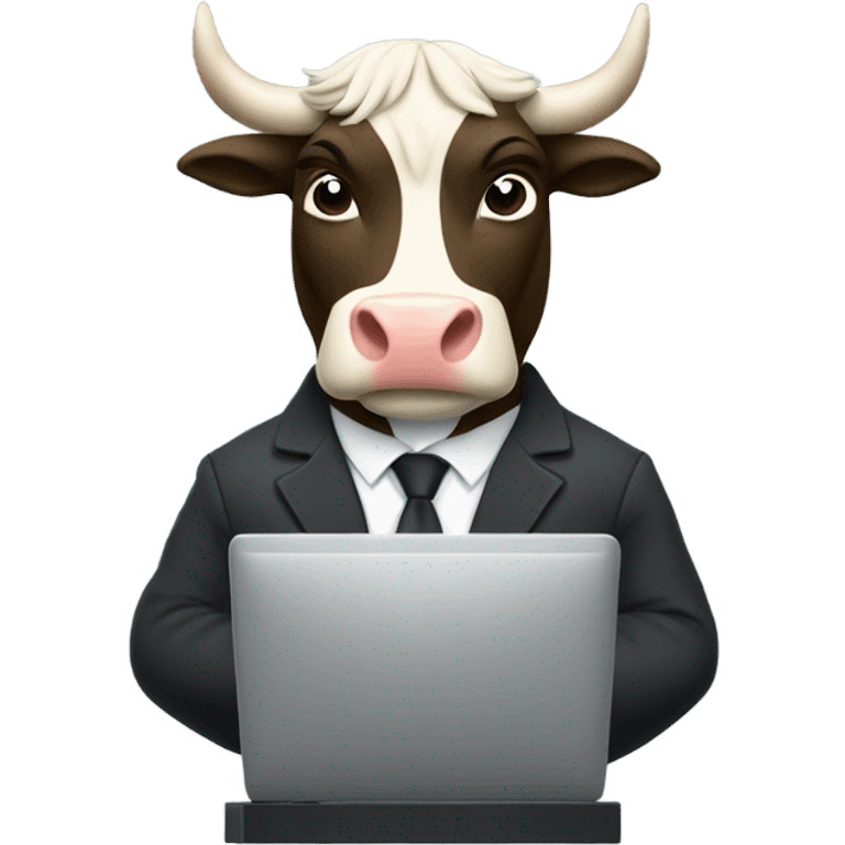 smiling bull wearing suit using computer emoji