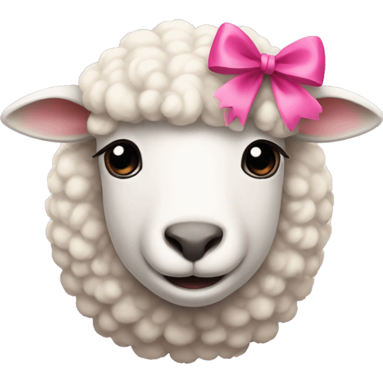 white sheep wearing a pink bow emoji