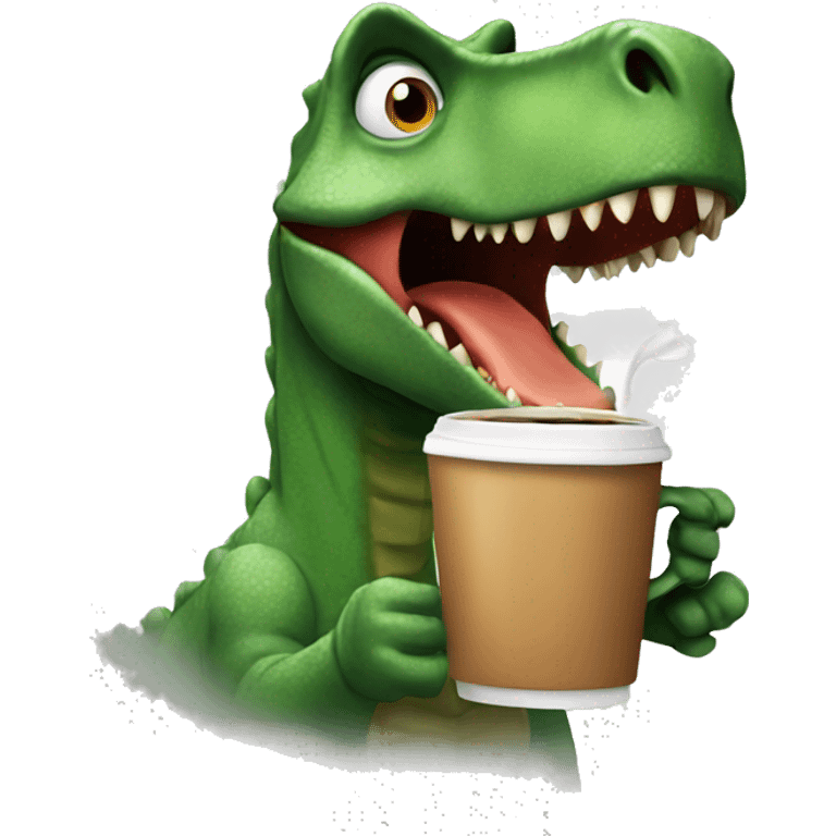 dinosaur drinking coffee  emoji