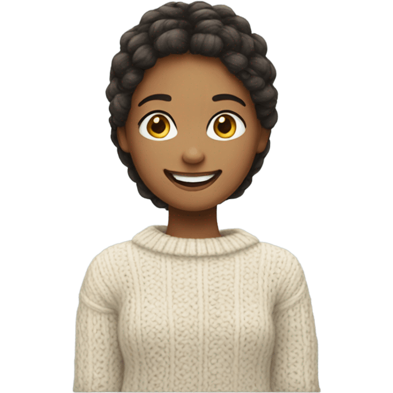 smiling girl in cozy sweater emoji