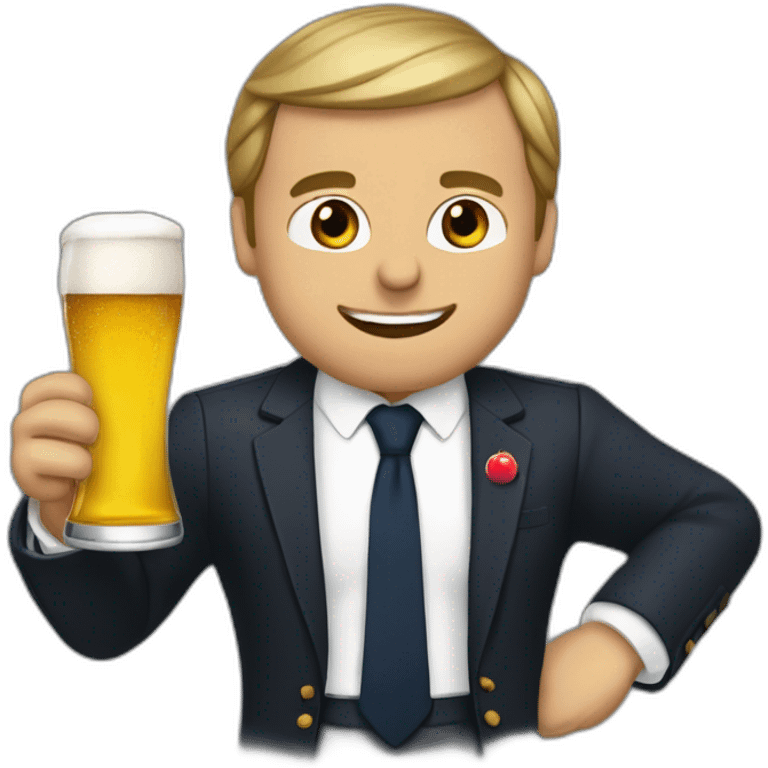 Macron bois une bière emoji