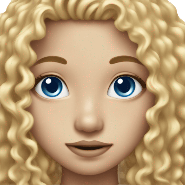 beautiful girl with long curly blonde hair and blue eyes freckle emoji