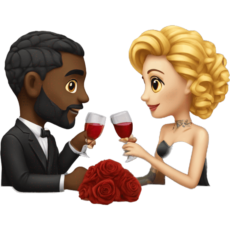 Romantic fancy date for beautiful tattooed couple emoji