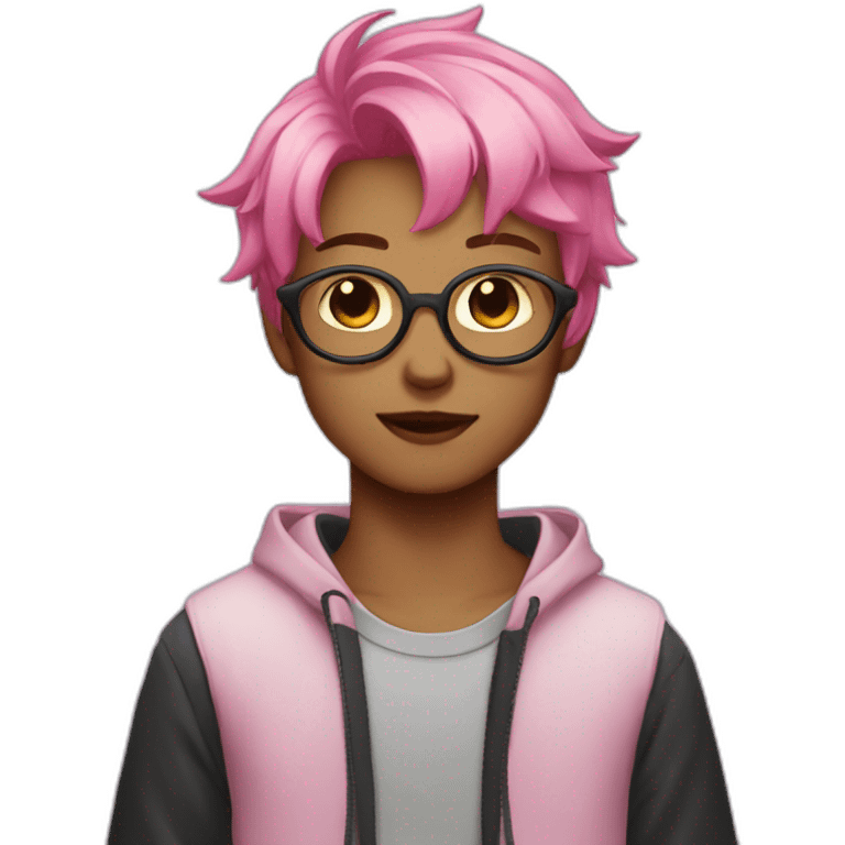 light dark catboy with pink hair emoji