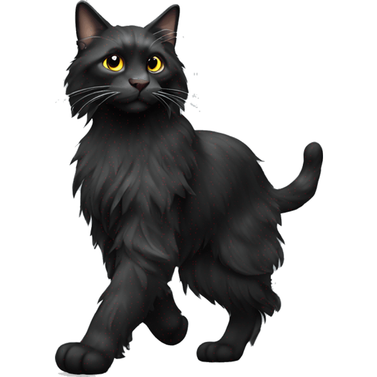 Black maincoon walking emoji