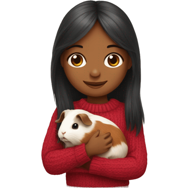 girl holding Guinea pig in sweater  emoji