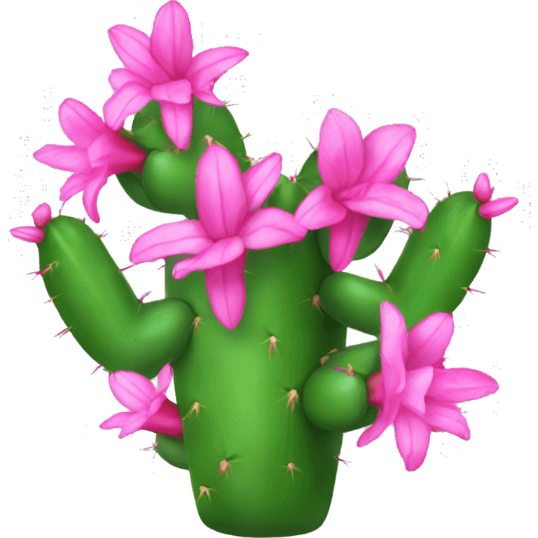 Christmas cactus with pink flowers emoji