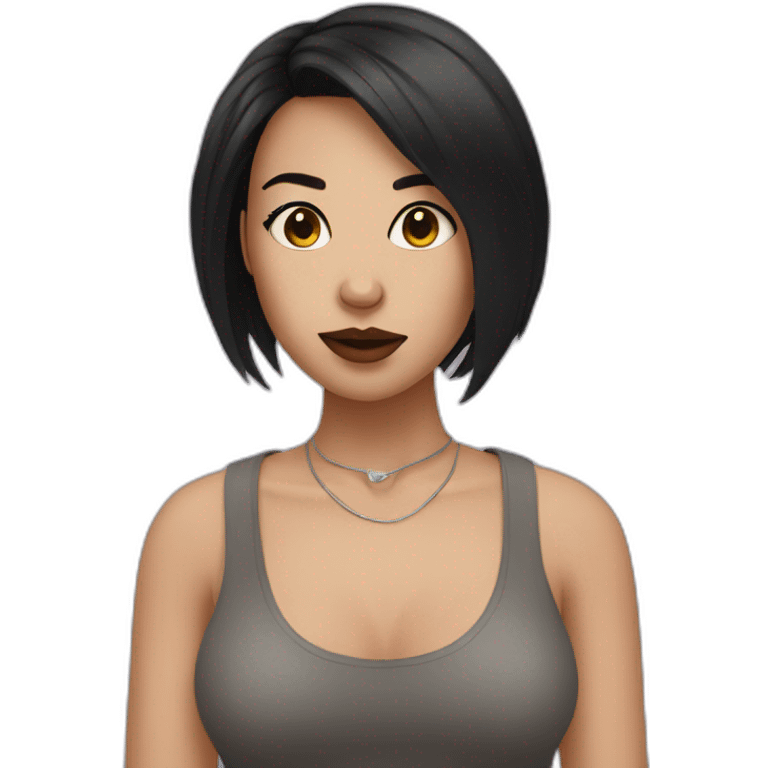 woman with short dark hair and septum piercing emoji