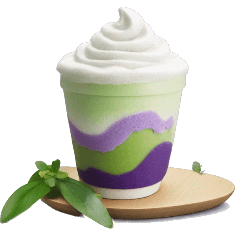 matcha latte with ube cold foam on top emoji