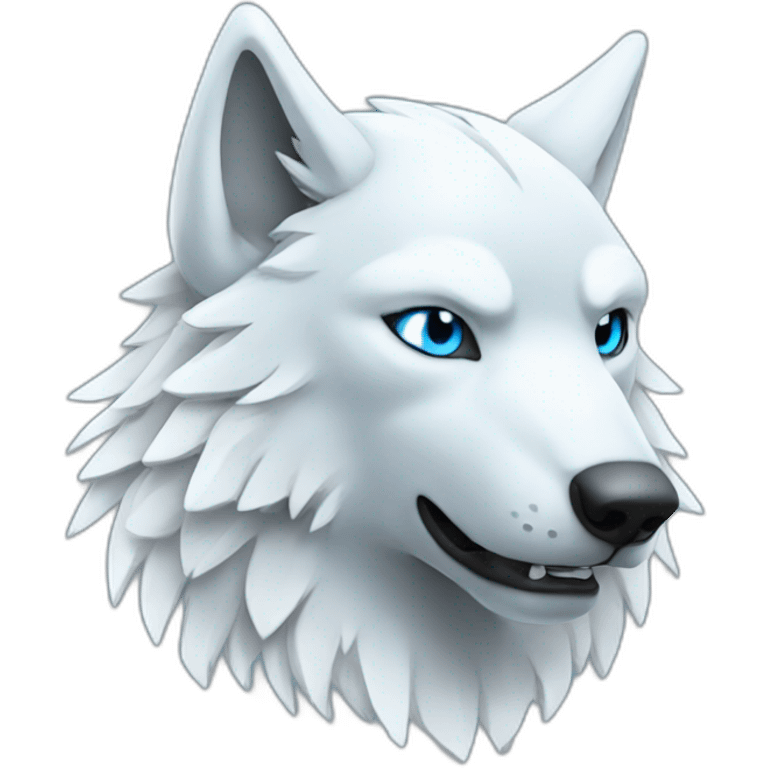 Whitelightblue wolf with wings and Hi Sign emoji