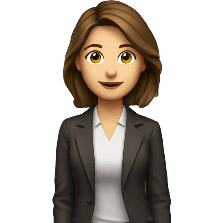 A young teacher with brown hair with a laptop. No glasses. The background is a modern bookshelf.  emoji