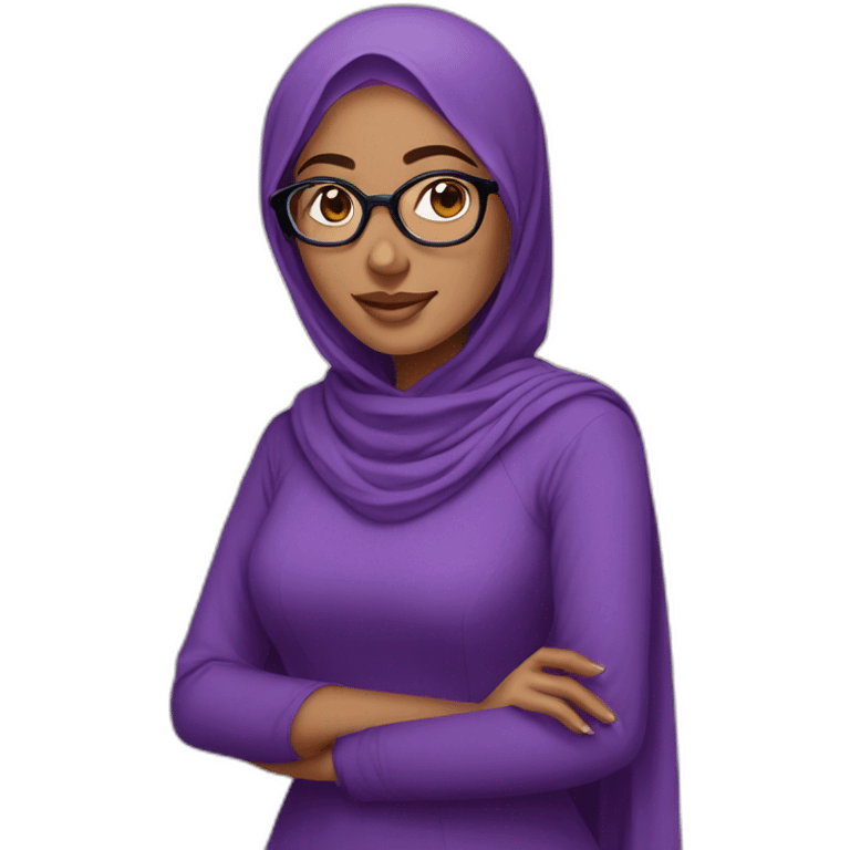 a beautiful south indian girl wearing hijab and purple dress & wearing specs emoji