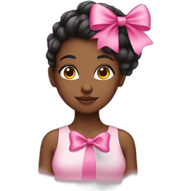 black girl with pink bow in hair emoji emoji