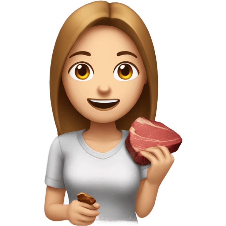 Girl eating steak emoji