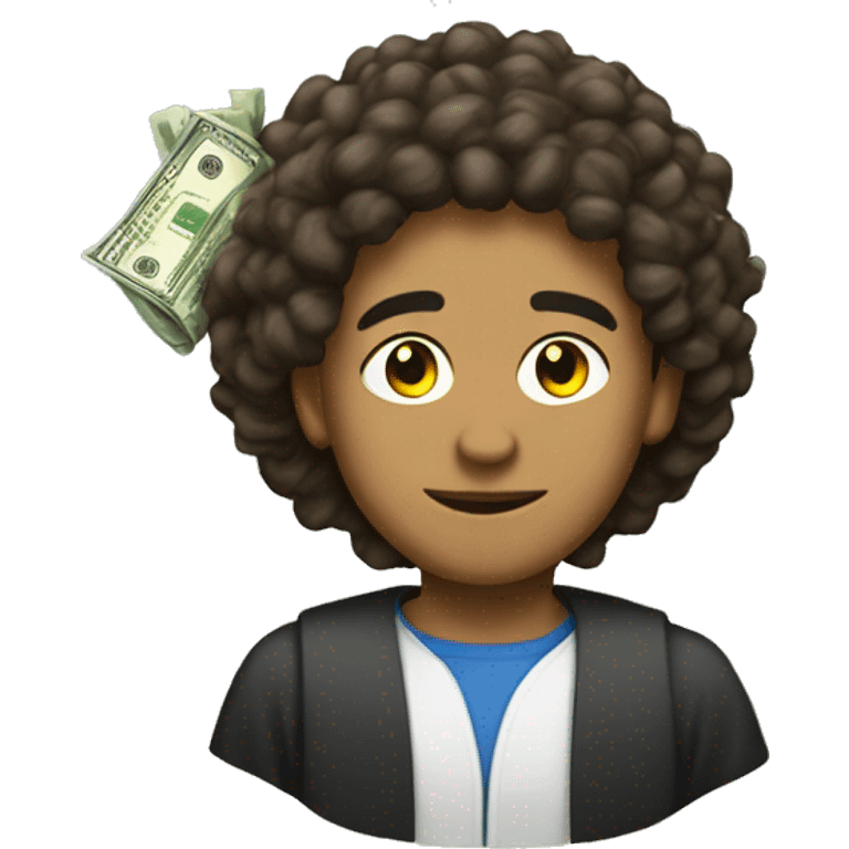 a lightskin emoji with hair with money and an degree emoji