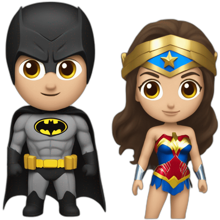 Un samoyède avec Batman et Wonder Woman emoji