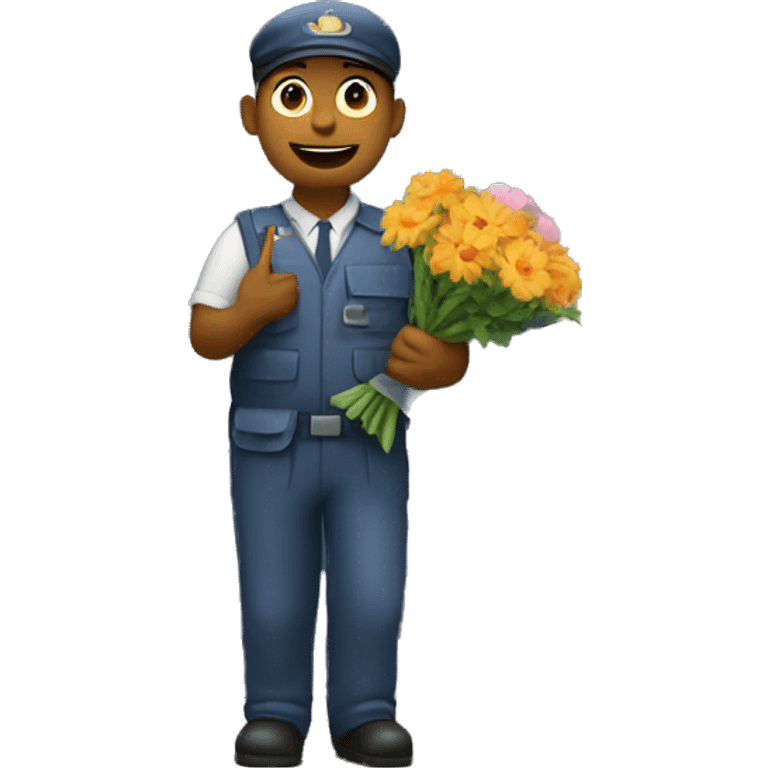 postman delivering flowers at house door emoji