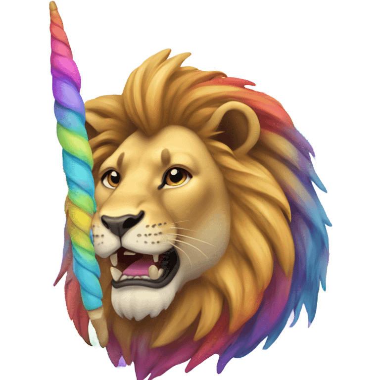 Lion with unicorn horn and a rainbow emoji