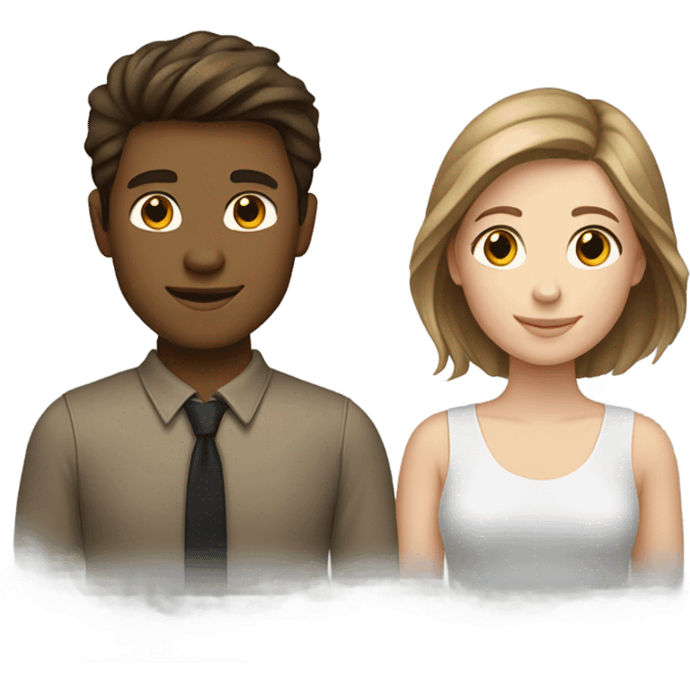 White young couple male has darker hair than female both have brown hair  emoji