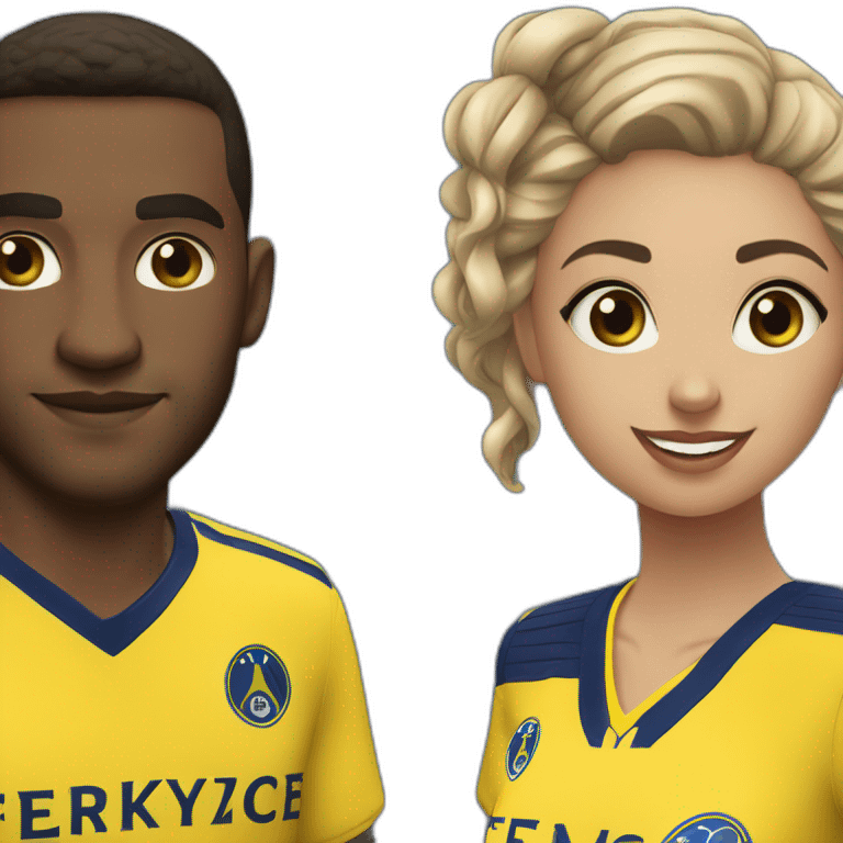 guy and a girl wearing fenerbahce jerseys emoji