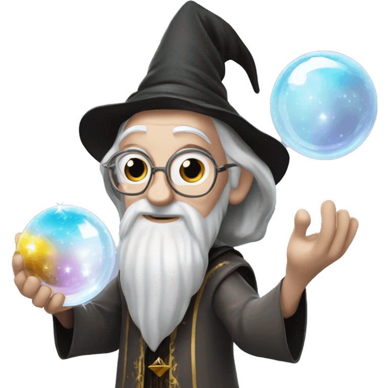 Dumbledore holds a crystal ball in his hand emoji