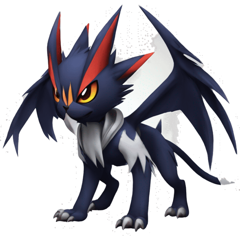 Cool Dark Edgy Absol-Noivern-Quilava-Litten-Pokémon with edgy stripes hoodie spiked collar punk Full Body emoji