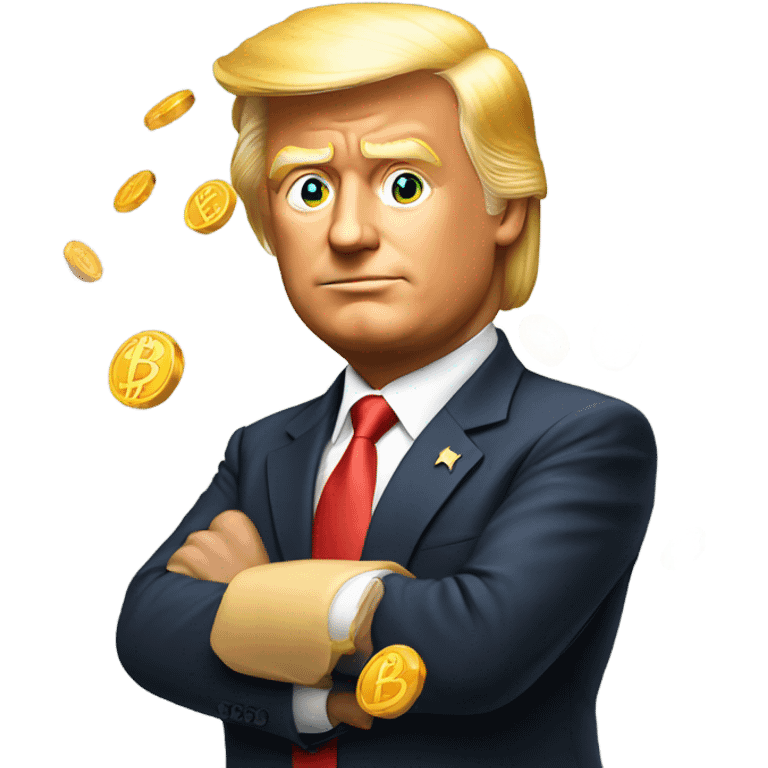 trump holding a bitcoin emoji