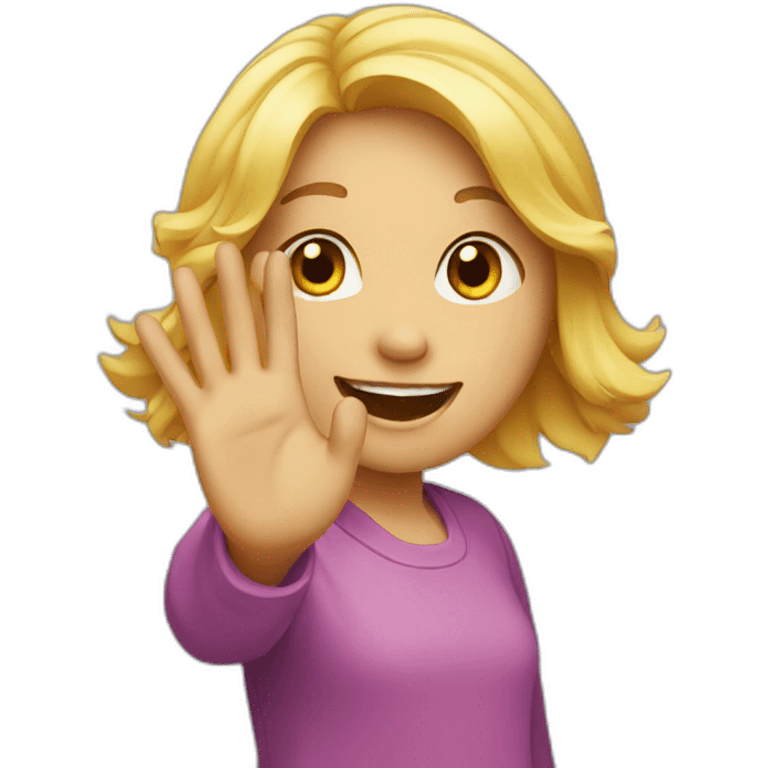 girl waving emoji