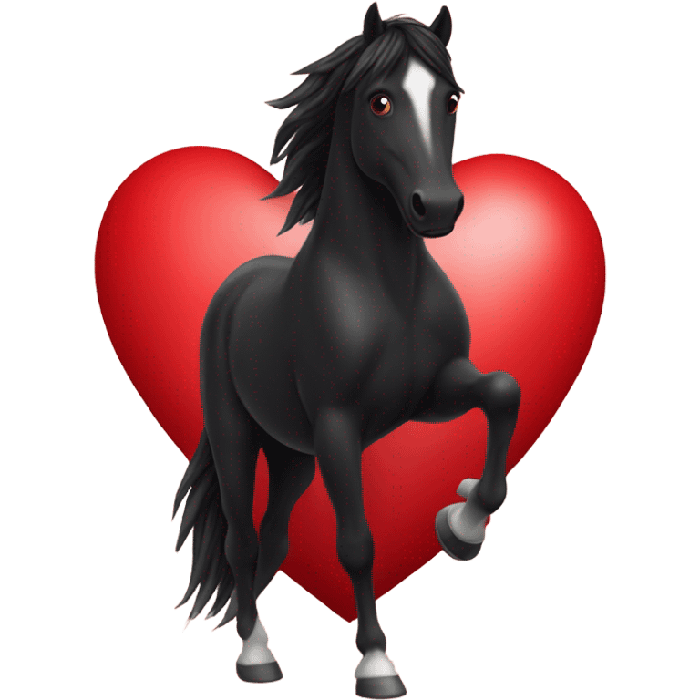 Black Horse centered within a red heart emoji