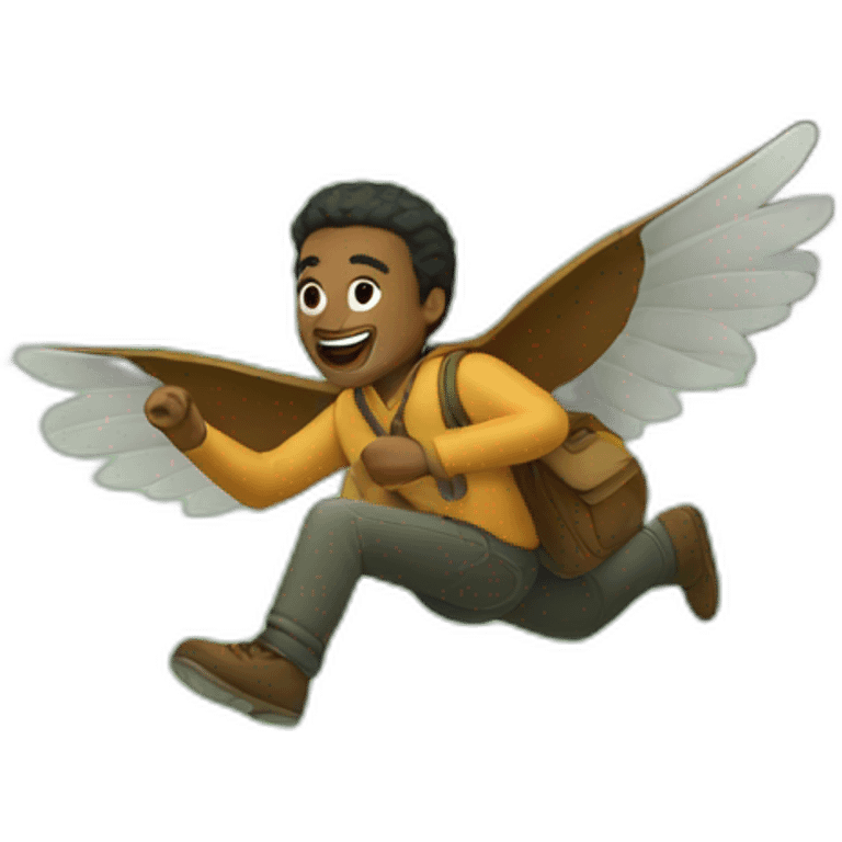 a man flying in the forest emoji